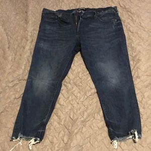 Mid-rise dark wash skinny jeans